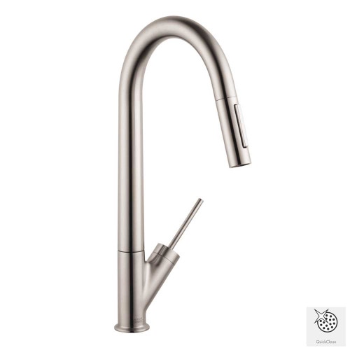 Immagine di Axor STARCK miscelatore monocomando cucina con doccetta estraibile finitura acciaio optic 10821800