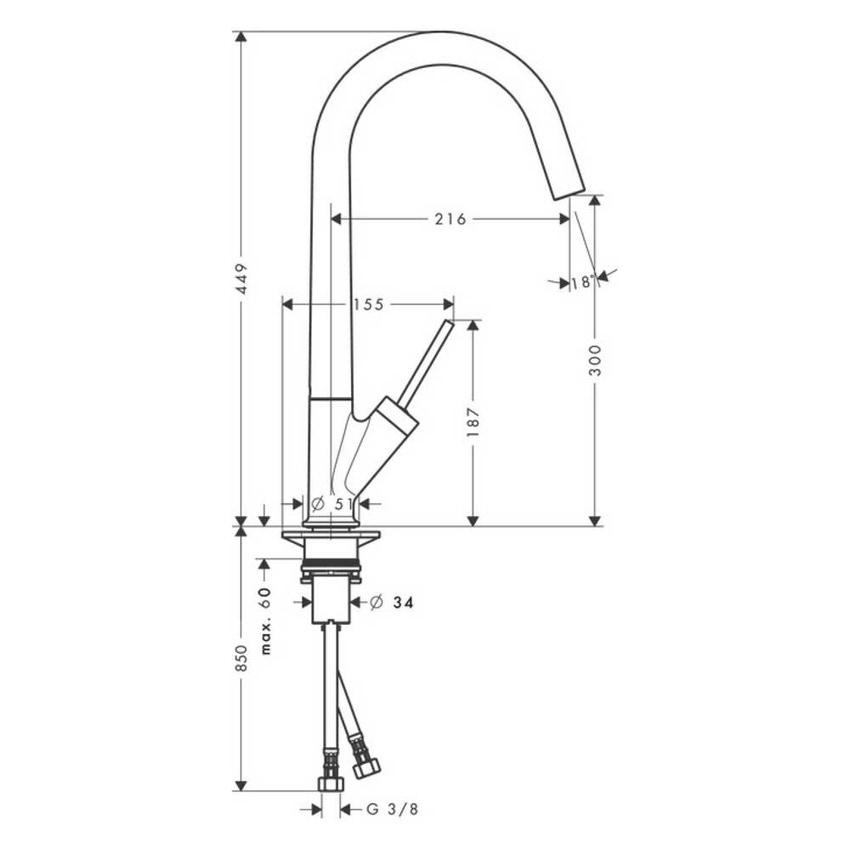 Immagine di Axor STARCK miscelatore monocomando 300, con bocca d'erogazione orintabile, finitura cromo 10822000
