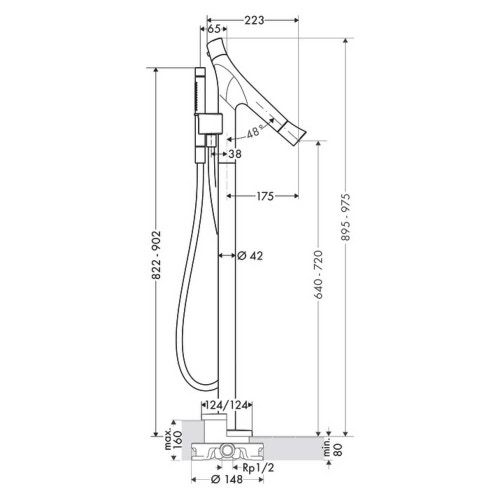 Immagine di Axor STARCK ORGANIC miscelatore monocomando vasca, a pavimento, finitura cromo 12016000