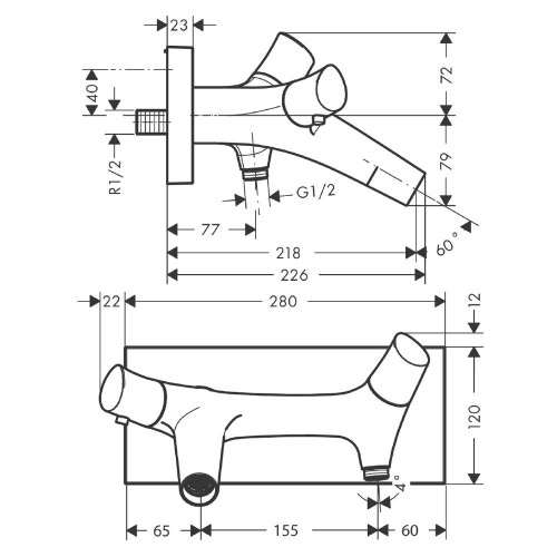 Immagine di Axor STARCK ORGANIC miscelatore termostatico vasca, esterno, finitura cromo 12410000