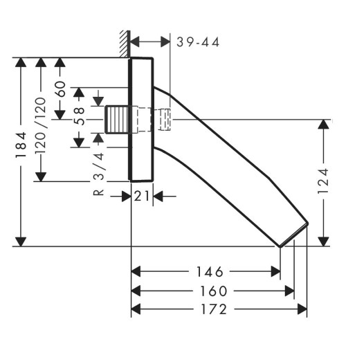 Immagine di Axor STARCK ORGANIC bocca erogazione vasca, finitura cromo 12417000