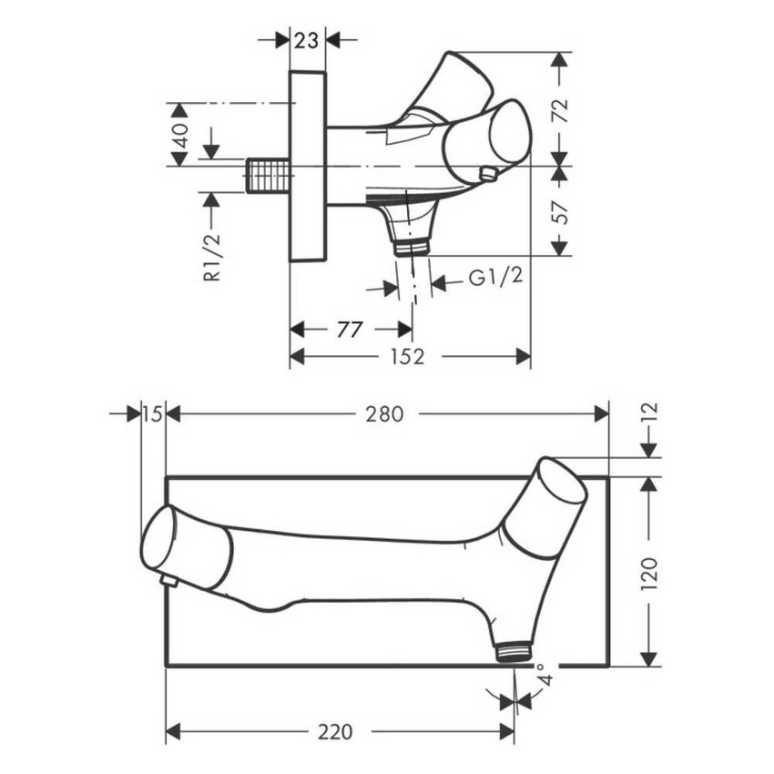 Immagine di Axor STARCK ORGANIC miscelatore termostatico doccia, esterno, finitura cromo 12602000