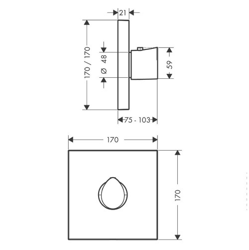 Immagine di Axor STARCK ORGANIC set esterno termostatico, ad incasso, a grande portata, finitura cromo 12711000
