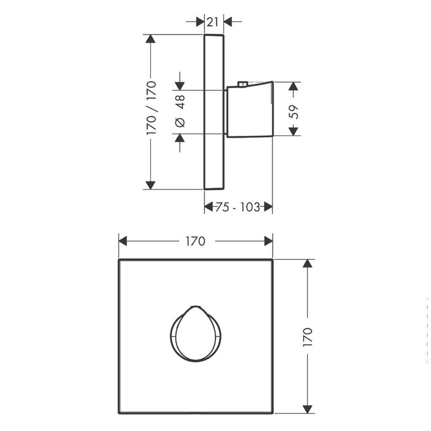 Immagine di Axor STARCK ORGANIC set esterno termostatico, ad incasso, a grande portata, finitura cromo 12711000