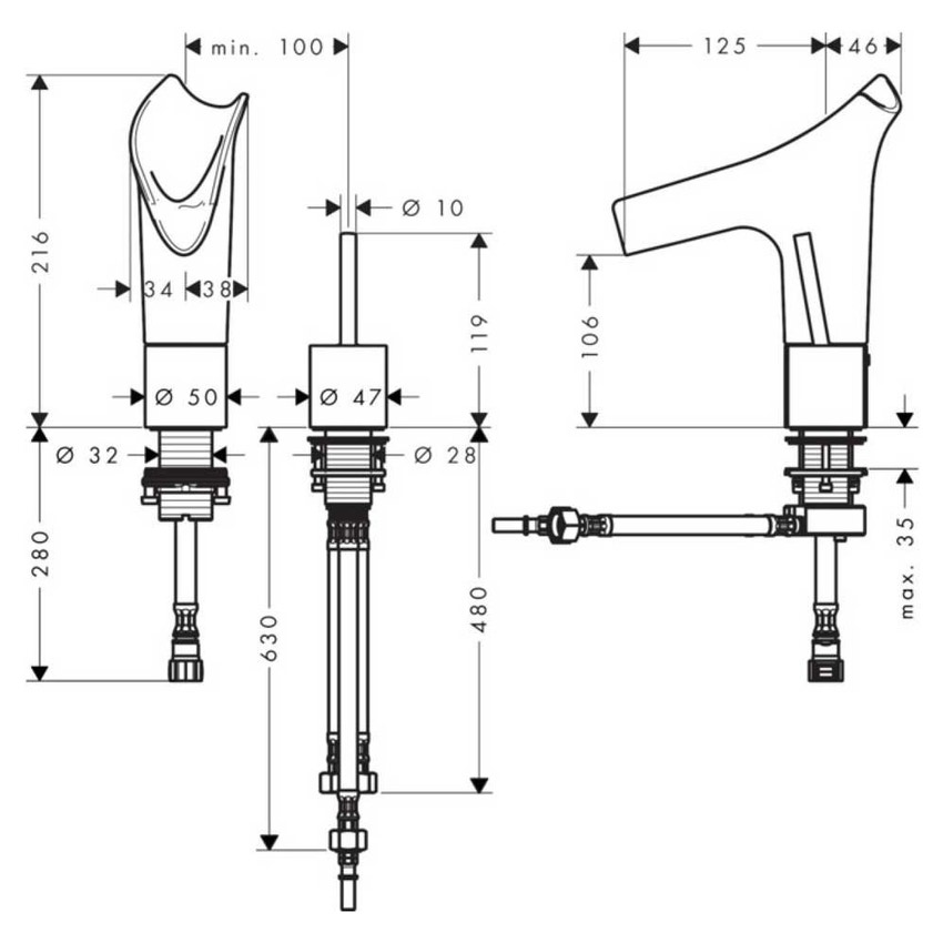 Immagine di Axor STARCK V miscelatore per lavabo a 2 fori 110, con set di scarico, finitura cromo 12115000