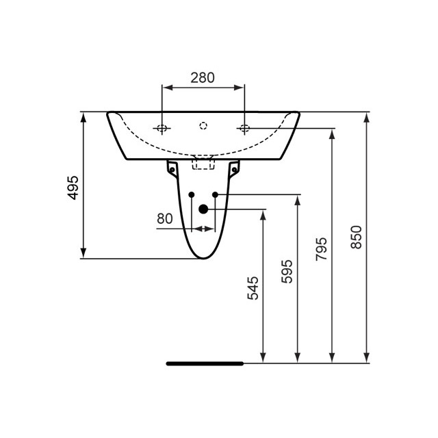 Immagine di Ceramica Dolomite QUARZO lavabo 65 x 50 cm con foro per rubinetteria e troppopieno, bianco (senza colonna) E883101