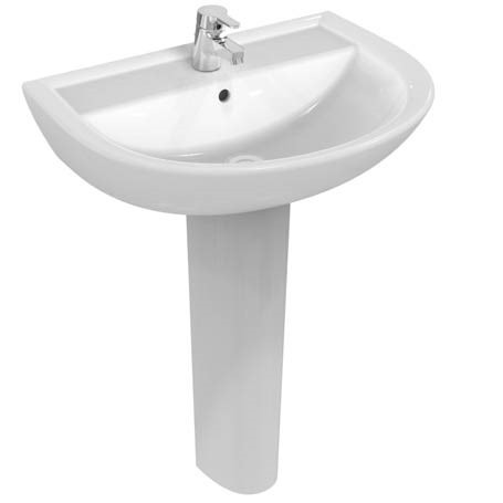 Immagine di Ceramica Dolomite QUARZO lavabo 65 x 50 cm con foro per rubinetteria e troppopieno, bianco (senza colonna) E883101