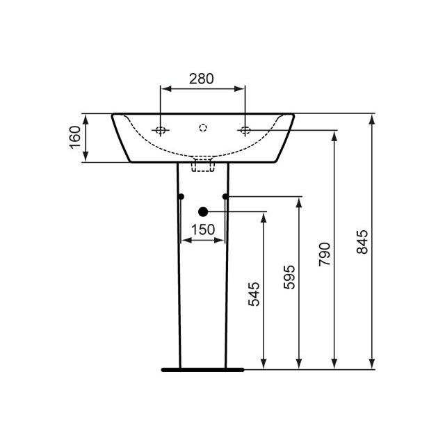 Immagine di Ceramica Dolomite QUARZO lavabo 60 x 47 cm con foro per rubinetteria e troppopieno, bianco (senza colonna) E882501