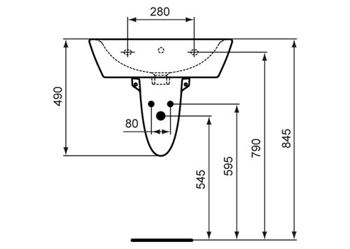Immagine di Ceramica Dolomite QUARZO lavabo 60 x 47 cm con foro per rubinetteria e troppopieno, bianco (senza colonna) E882501