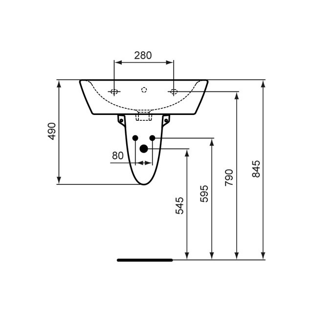 Immagine di Ceramica Dolomite QUARZO lavabo 60 x 47 cm con foro per rubinetteria e troppopieno, bianco (senza colonna) E882501