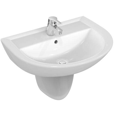 Immagine di Ceramica Dolomite QUARZO lavabo 60 x 47 cm con foro per rubinetteria e troppopieno, bianco (senza colonna) E882501