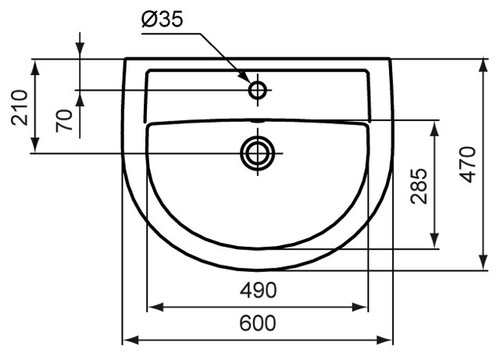 Immagine di Ceramica Dolomite QUARZO lavabo 60 x 47 cm con foro per rubinetteria e troppopieno, bianco (senza colonna) E882501