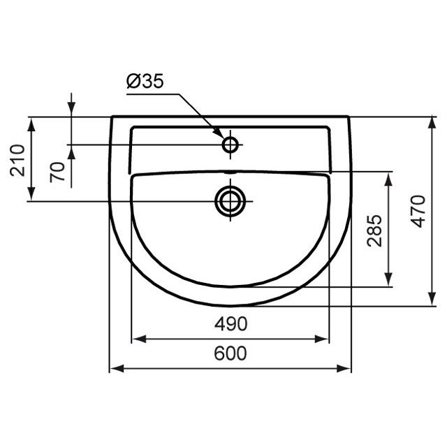 Immagine di Ceramica Dolomite QUARZO lavabo 60 x 47 cm con foro per rubinetteria e troppopieno, bianco (senza colonna) E882501