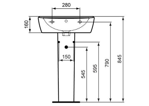 Immagine di Ceramica Dolomite QUARZO lavabo 55 x 46 cm con foro per rubinetteria e troppopieno, bianco (senza colonna) E882101