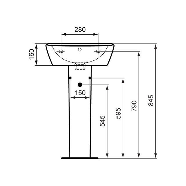 Immagine di Ceramica Dolomite QUARZO lavabo 50 x 44 cm con foro per rubinetteria e troppopieno, bianco (senza colonna) E881601