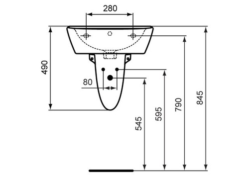 Immagine di Ceramica Dolomite QUARZO lavabo 50 x 44 cm con foro per rubinetteria e troppopieno, bianco (senza colonna) E881601