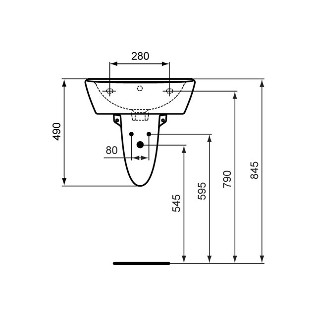 Immagine di Ceramica Dolomite QUARZO lavabo 50 x 44 cm con foro per rubinetteria e troppopieno, bianco (senza colonna) E881601