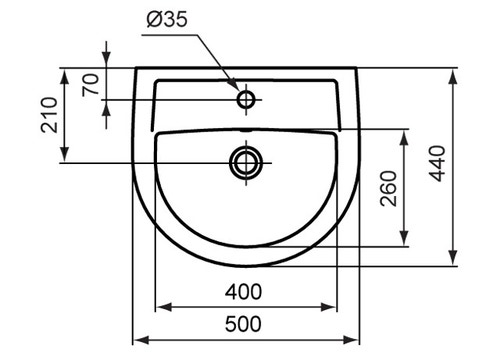 Immagine di Ceramica Dolomite QUARZO lavabo 50 x 44 cm con foro per rubinetteria e troppopieno, bianco (senza colonna) E881601
