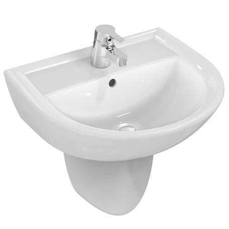 Immagine di Ceramica Dolomite QUARZO lavabo 50 x 44 cm con foro per rubinetteria e troppopieno, bianco (senza colonna) E881601