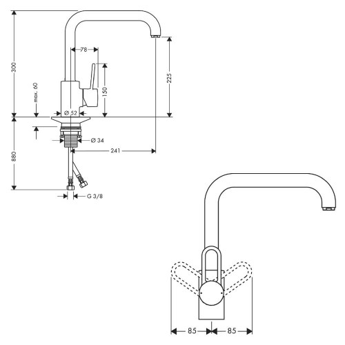 Immagine di Axor UNO miscelatore monocomando cucina finitura cromo 14850000