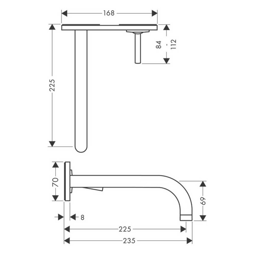 Immagine di Axor UNO miscelatore monocomando lavabo, ad incasso a parete, con bocca d'erogazione 22,5 cm e piastrine, finitura cromo 38115000