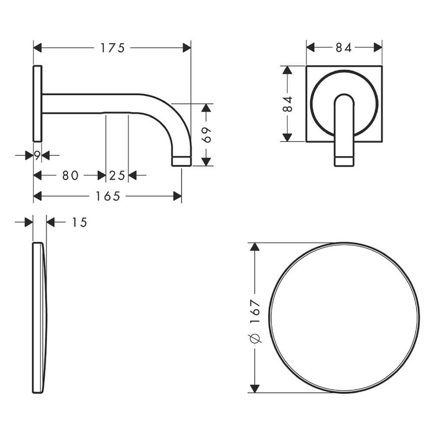 Immagine di Axor UNO miscelatore elettronico, ad incasso a parete, con bocca 16,5 cm, finitura cromo 38119000