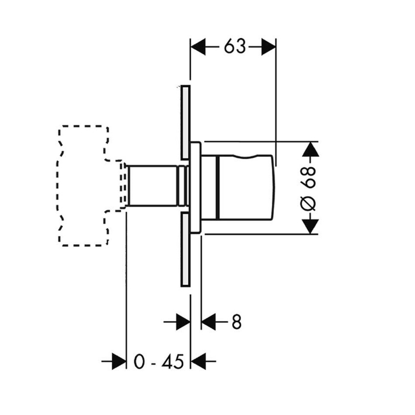 Immagine di Axor UNO rubinetto d'arresto, ad incasso, finitura cromo 38976000