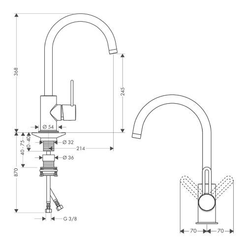 Immagine di Axor UNO miscelatore monocomando cucina finitura cromo 38830000