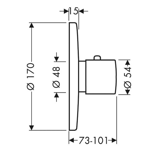 Immagine di Axor UNO miscelatore termostatico, ad incasso, a grande portata, finitura cromo 38715000