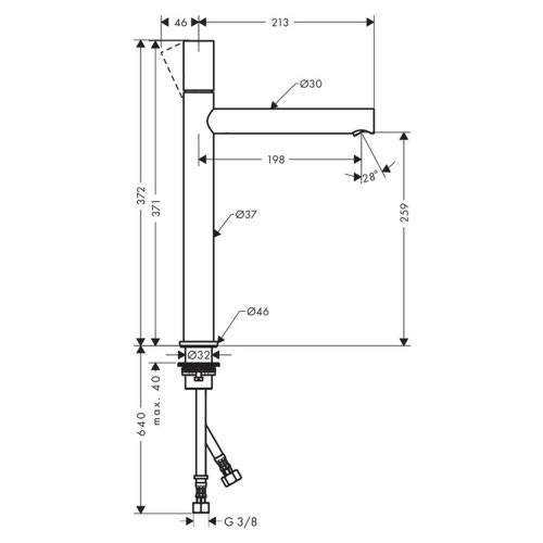 Immagine di Axor UNO miscelatore monocomando lavabo 260, con maniglia zero e set di scarico, finitura cromo 45004000