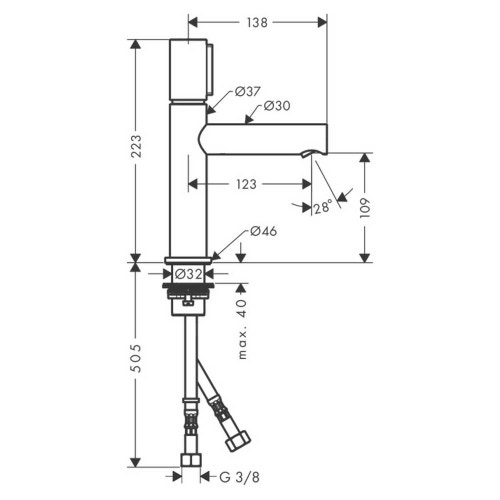Immagine di Axor UNO miscelatore lavabo Select 110, con set di scarico, finitura cromo 45012000