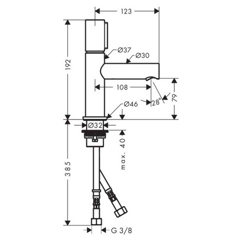Immagine di Axor UNO miscelatore lavabo Select 80, con set di scarico, finitura cromo 45015000