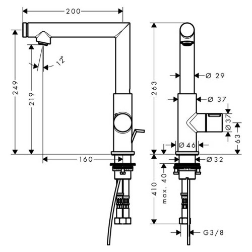 Immagine di Axor UNO miscelatore lavabo Select 220, con set di scarico pop-up, finitura cromo 45016000