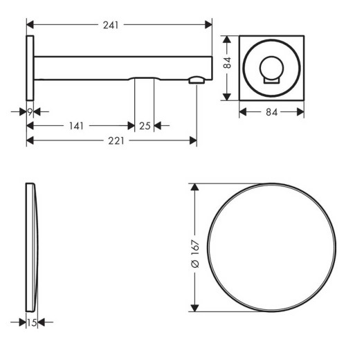 Immagine di Axor UNO miscelatore elettronico lavabo, ad incasso a parete, con bocca d'erogazione 22,1 cm, finitura cromo 45111000