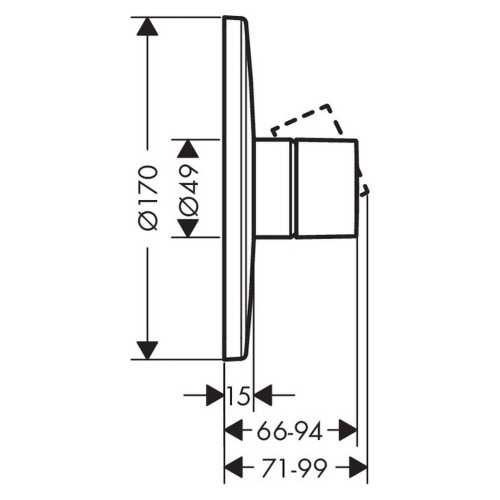 Immagine di Axor UNO miscelatore monocomando doccia, ad incasso, con maniglia zero, finitura cromo 45605000