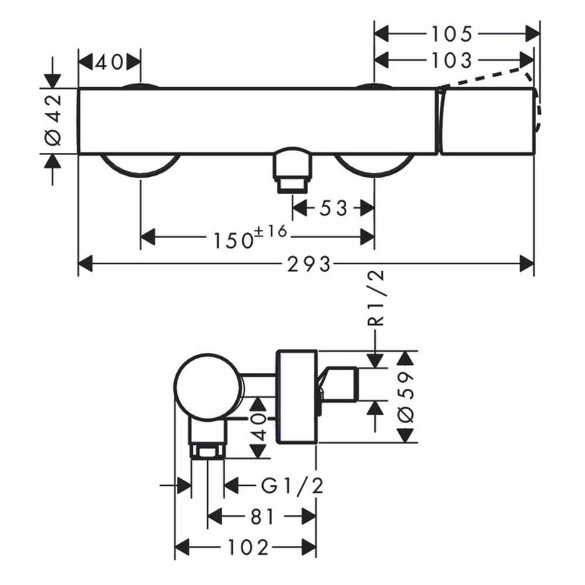 Immagine di Axor UNO miscelatore monocomando doccia, esterno, con maniglia zero, finitura cromo 45600000