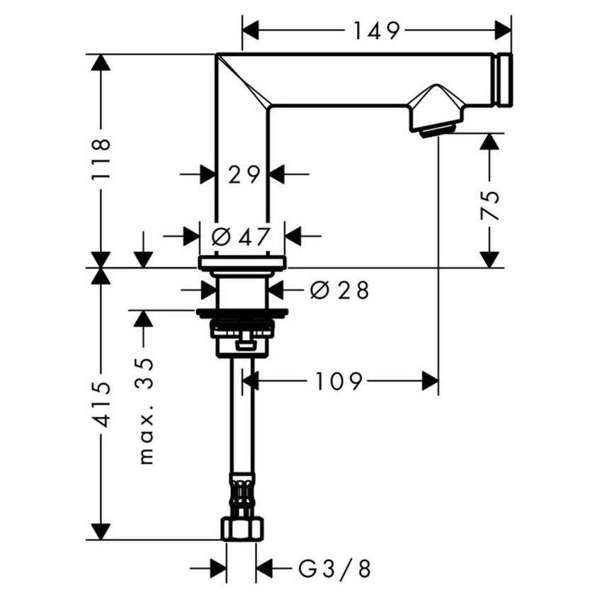 Immagine di Axor UNO rubinetto Select 80, senza set di scarico, finitura cromo 45130000
