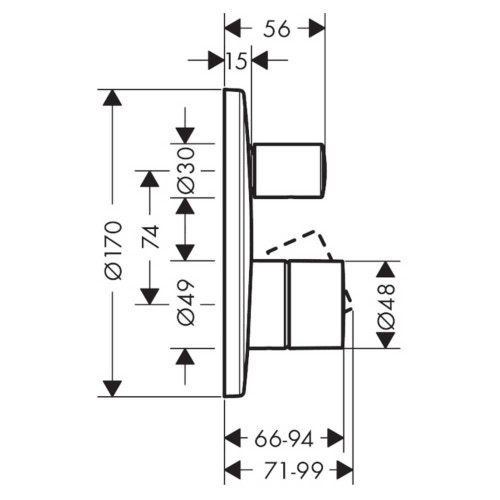 Immagine di Axor UNO miscelatore monocomando vasca, ad incasso, con maniglia zero e valvola antiriflusso, finitura cromo 45407000