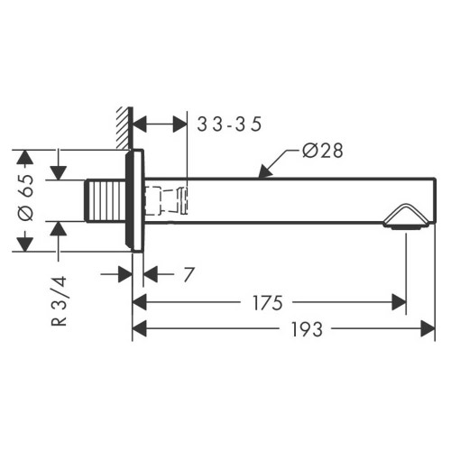 Immagine di Axor UNO bocca erogazione dritta, finitura cromo 45410000