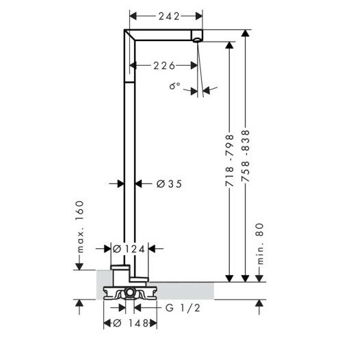 Immagine di Axor UNO bocca d'erogazione dritta, a pavimento, finitura cromo 45412000