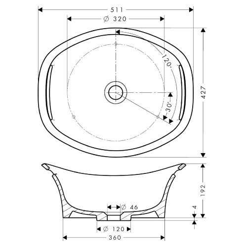 Immagine di Axor URQUIOLA catino 511, ad incasso, colore bianco 11301000