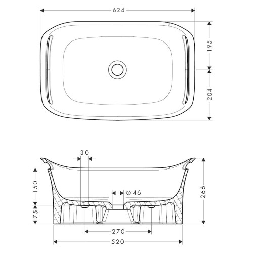 Immagine di Axor URQUIOLA catino 624/399, a parete, colore bianco 11302000