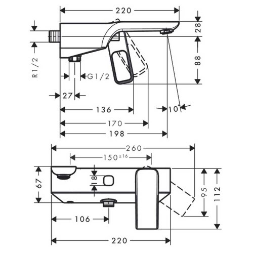 Immagine di Axor URQUIOLA miscelatore vasca esterno, finitura cromo 11420000