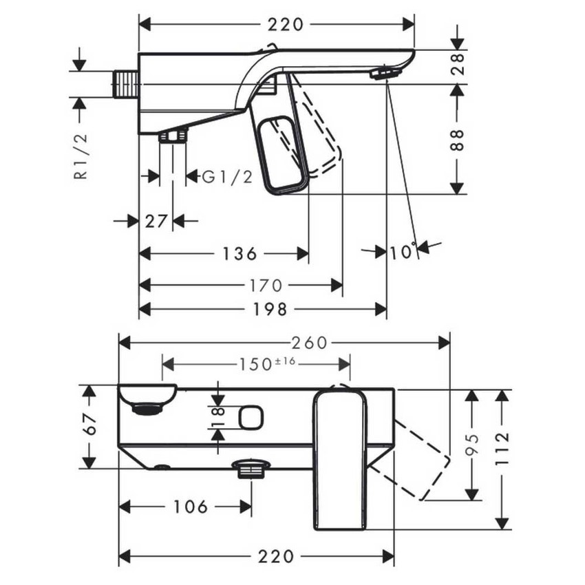 Immagine di Axor URQUIOLA miscelatore vasca esterno, finitura cromo 11420000