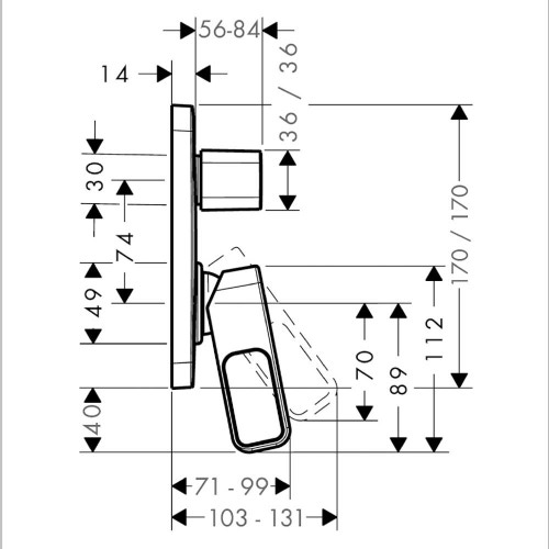 Immagine di Axor URQUIOLA miscelatore monocomando vasca/doccia, ad incasso, finitura cromo 11425000