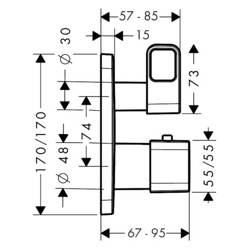 Immagine di Axor URQUIOLA set esterno termostatico, ad incasso, con arresto, finitura cromo 11732000