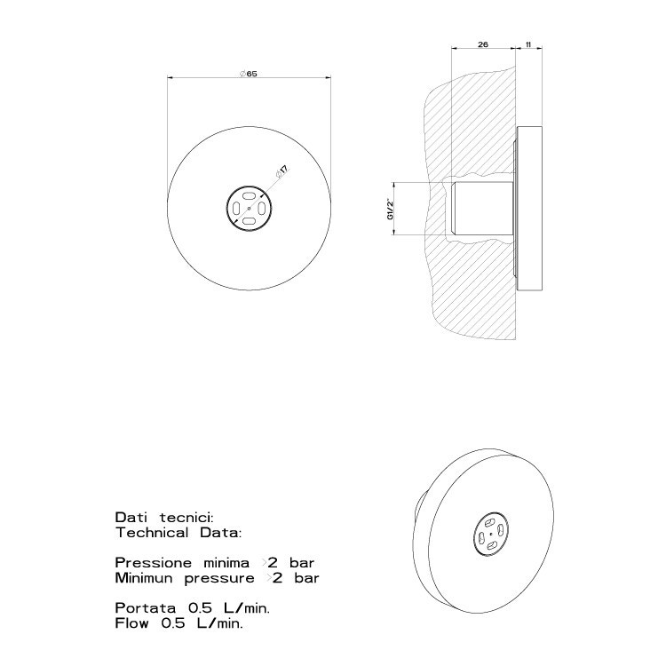 Immagine di Gessi WELLNESS soffione laterale a getto nebulizzato, colore bianco finitura opaco 32977#279