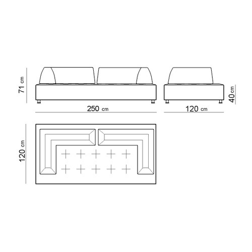 Immagine di Mussi ISOLA divano 3 posti 250x120cm in tessuto grigio e schienale in tessuto marrone ISL-M79
