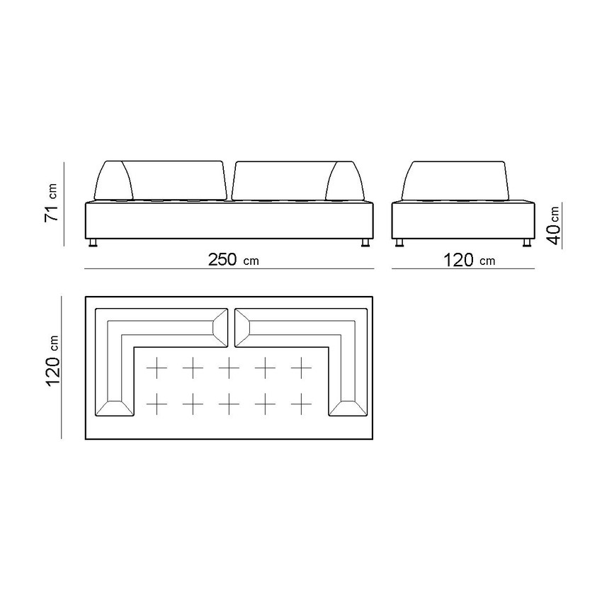 Immagine di Mussi ISOLA divano 3 posti 250x120cm in tessuto grigio e schienale in tessuto marrone ISL-M79