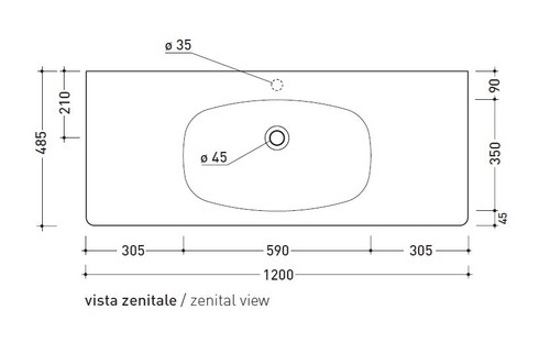 Immagine di Flaminia NUDAFLAT 120 consolle sospesa 120 cm, senza troppopieno, colore bianco finitura lucido ND120L